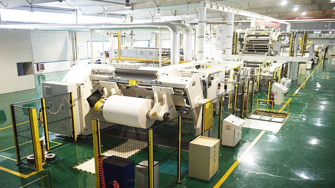 Packaging material production line
